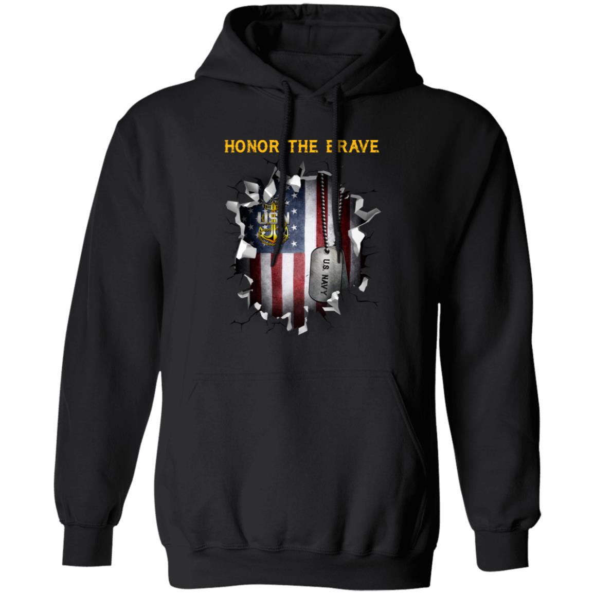 US Navy E-9 Master Chief Petty Officer Of The Navy E9 MCPON Senior Enlisted Advisor Collar Device - Honor The Brave Front Shirt
