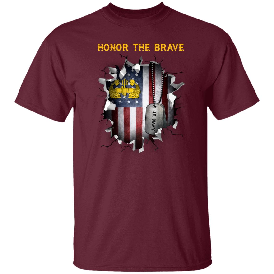 US Navy Deep Submergence Officer Badge - Honor The Brave Front Shirt
