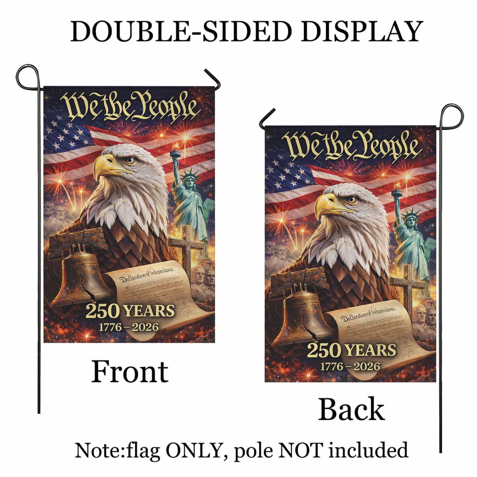 We The People America 250 Garden Flag 1776–2026 Patriotic Decor