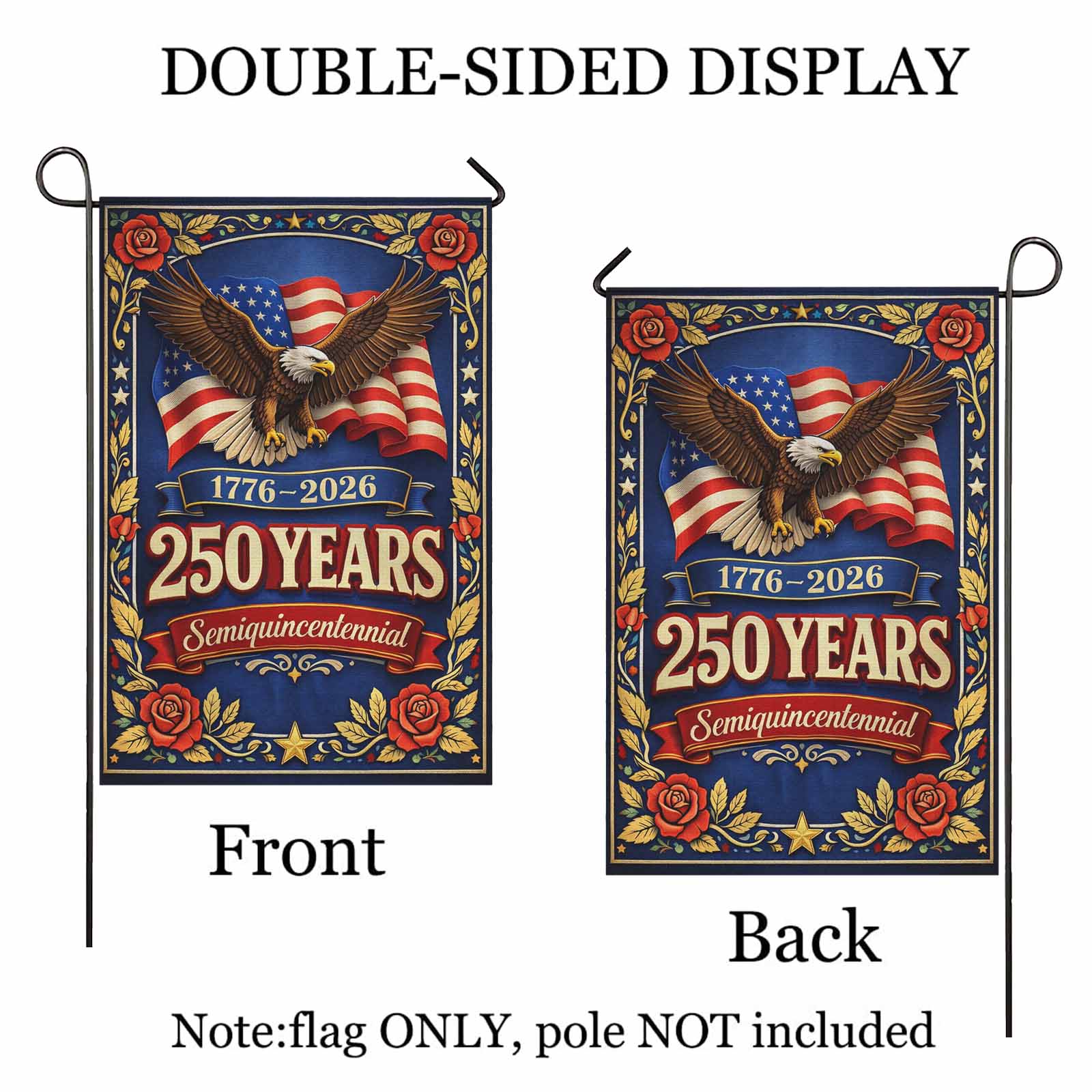 America 250 Semiquincentennial Garden Flag Patriotic Eagle Decor