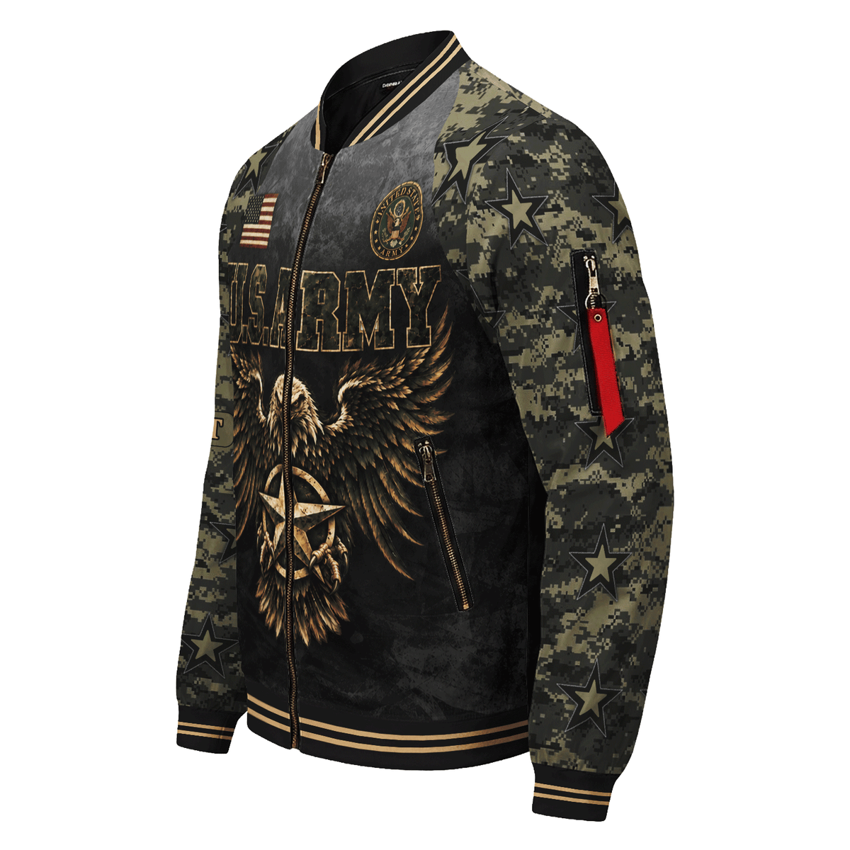 Personalized Army Soldier Bomber Jacket Custom Text Rank Service Gift