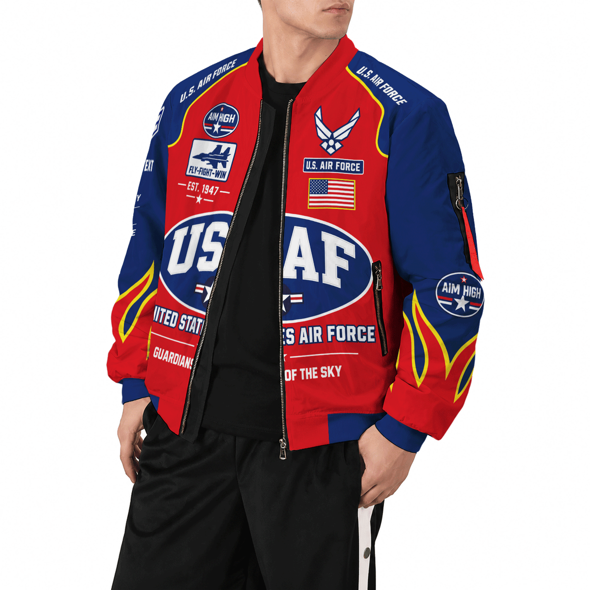 Air Force Service Member Bomber Jacket Custom Name Rank Personalized Gift