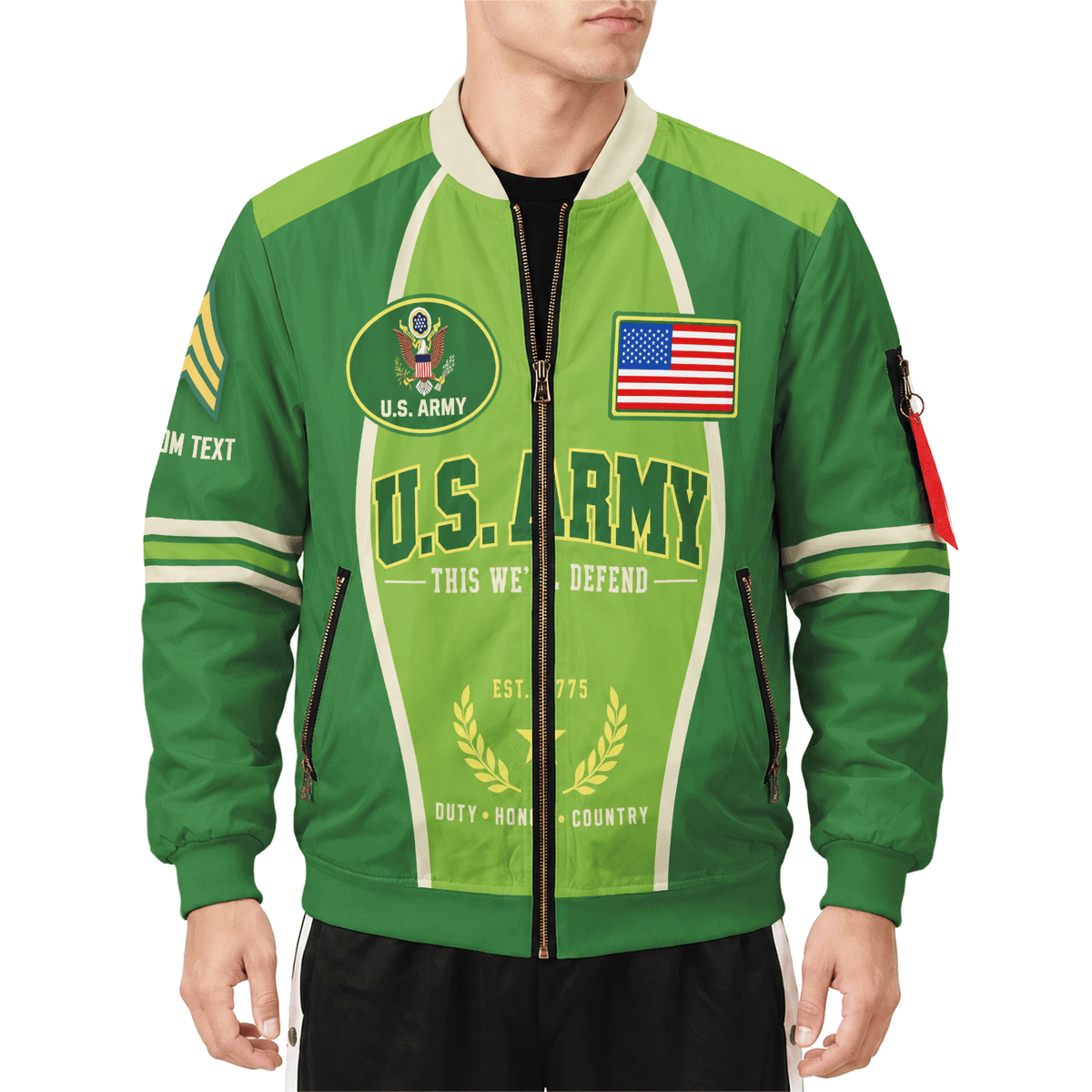 US. Army Jacket Personalized Rank Name All-Over Print Bomber