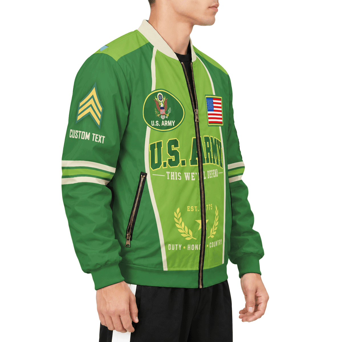 US. Army Jacket Personalized Rank Name All-Over Print Bomber