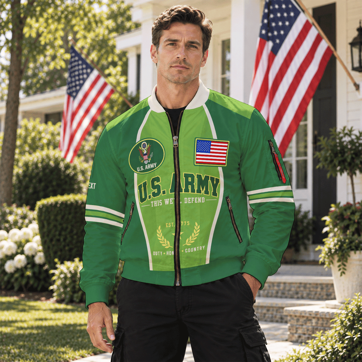 US. Army Jacket Personalized Rank Name All-Over Print Bomber