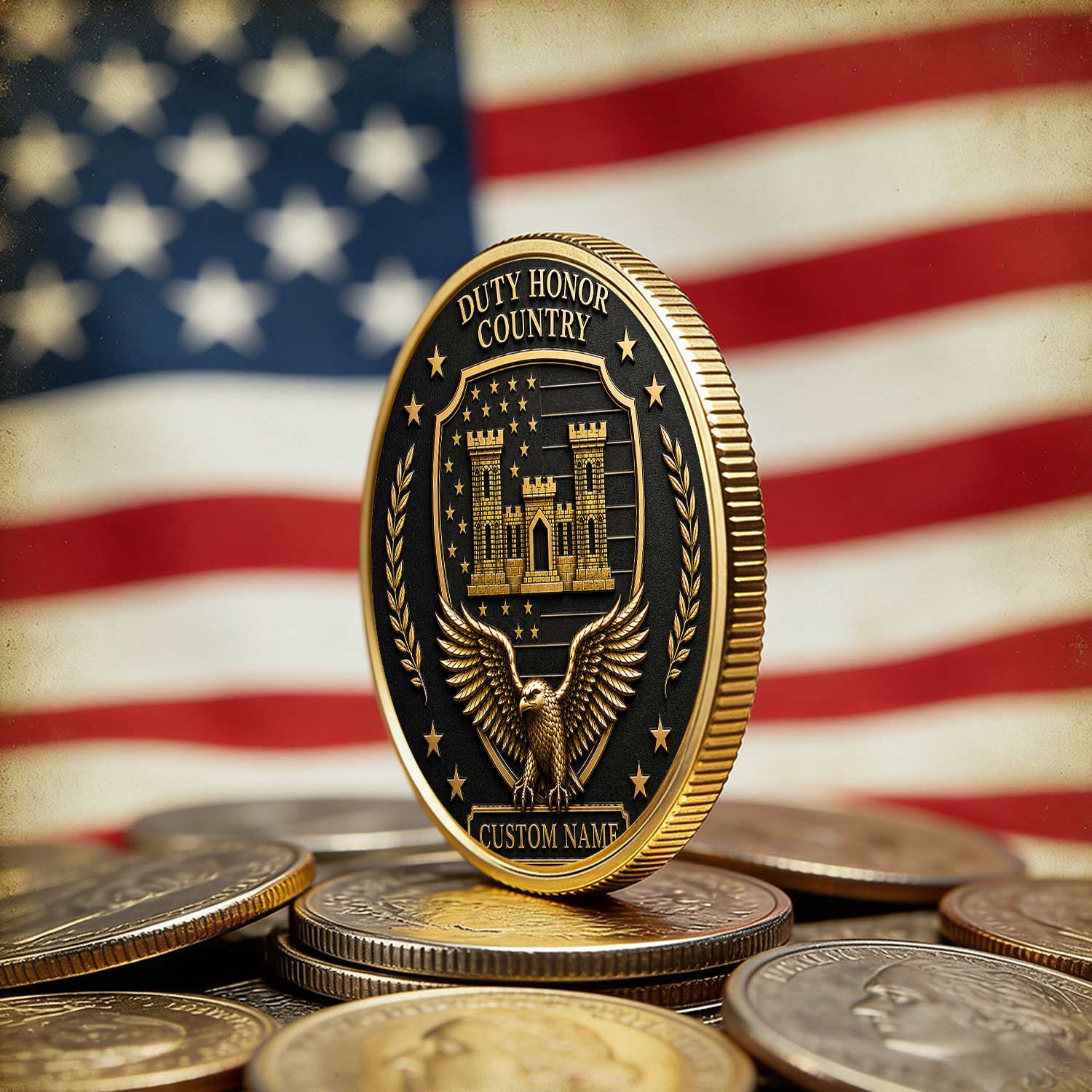 Custom Army Enlisted Rank 3D Challenge Coin Service Gift