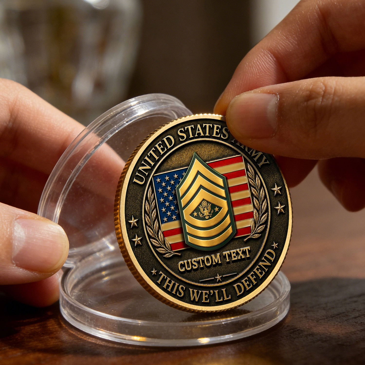 US Army Custom Rank and Message 3D Challenge Coin Gift