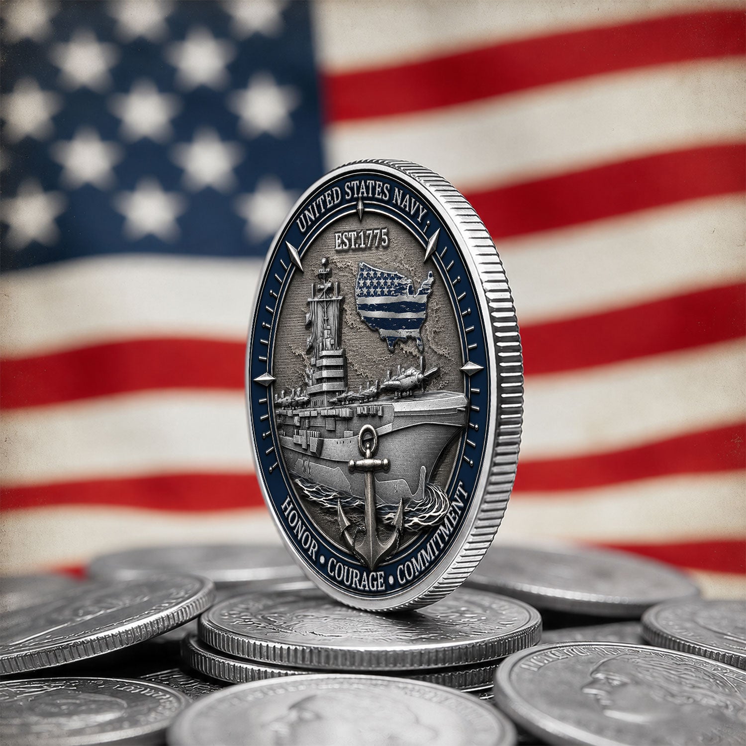 Custom Navy Sailor Rank Name 3D Challenge Coin Keepsake