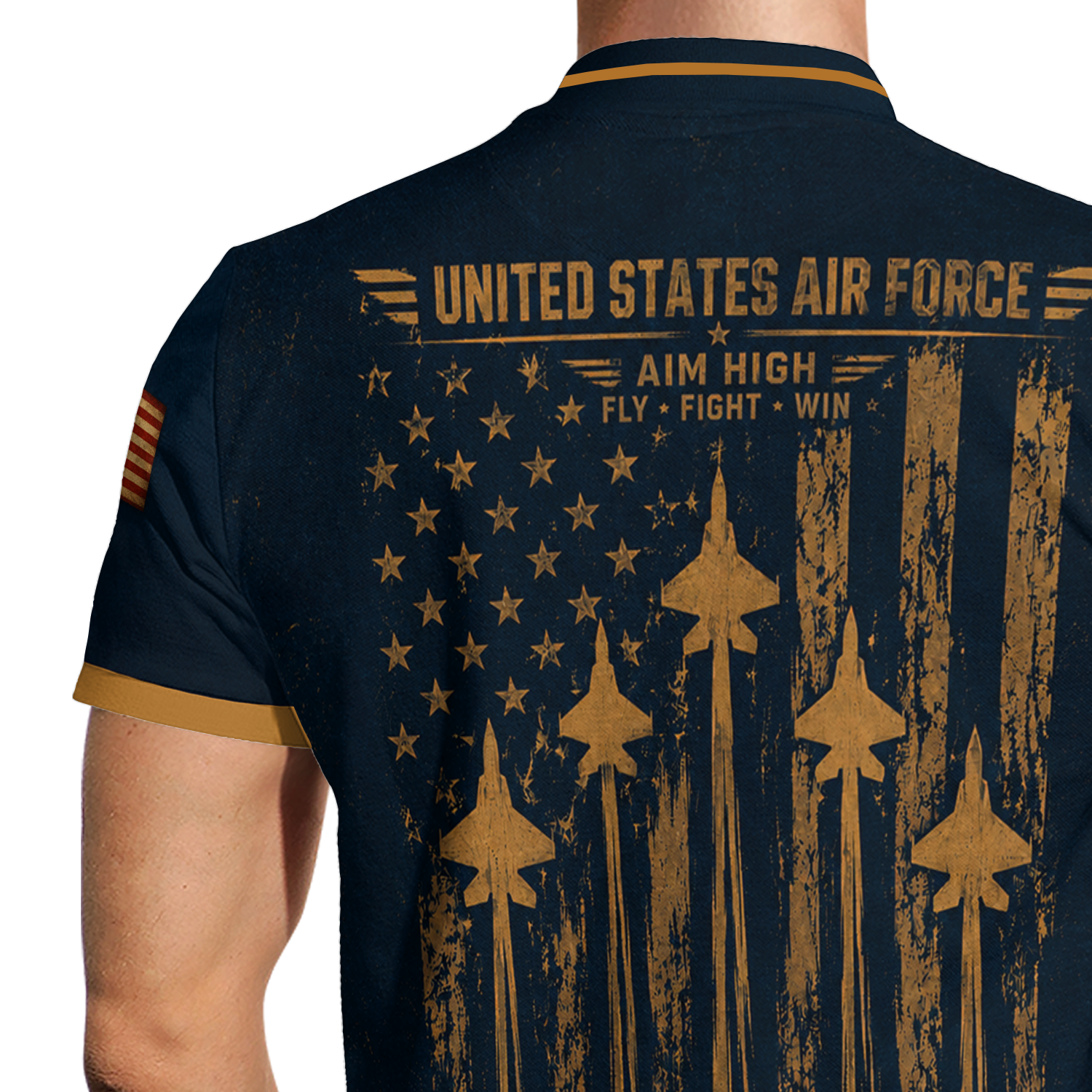 Personalized US Air Force Military Polo Shirt Custom Rank