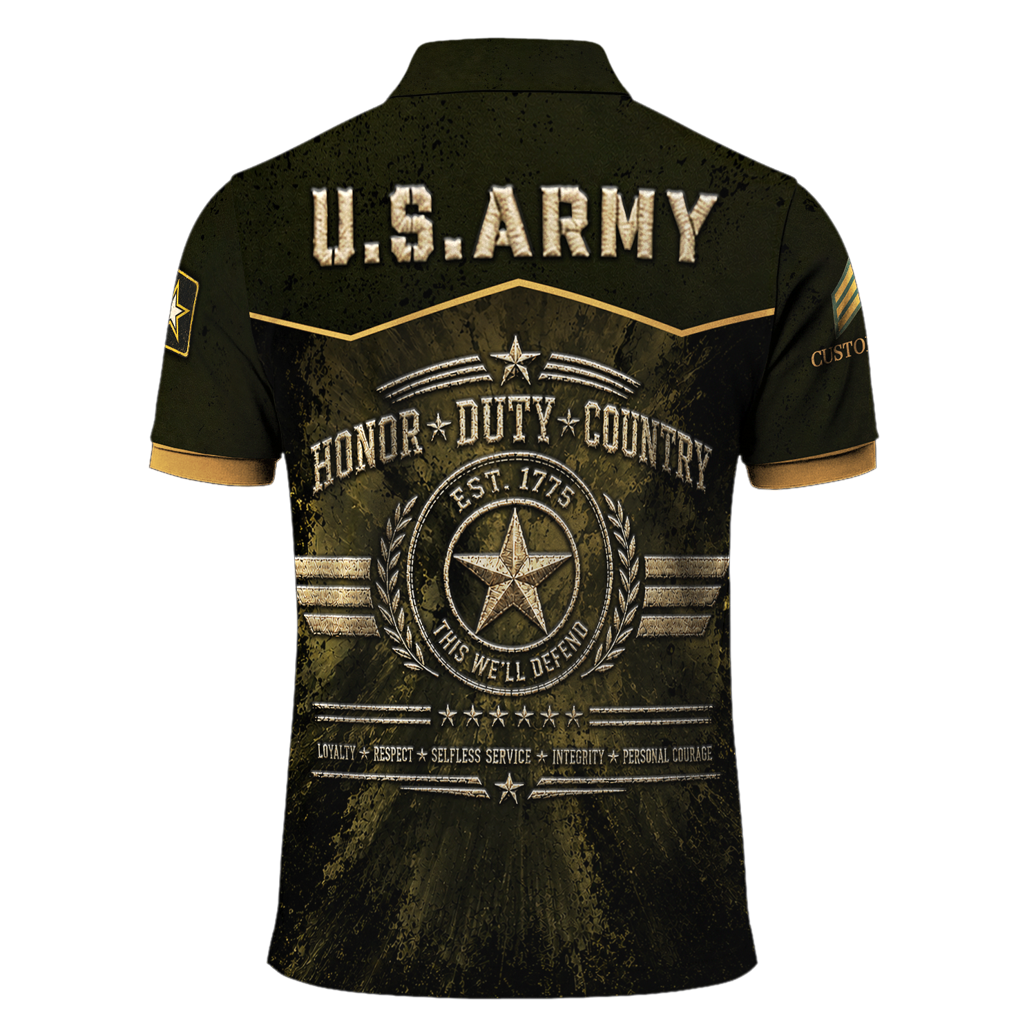 Custom US Army Duty Honor Country 3D Polo Shirt
