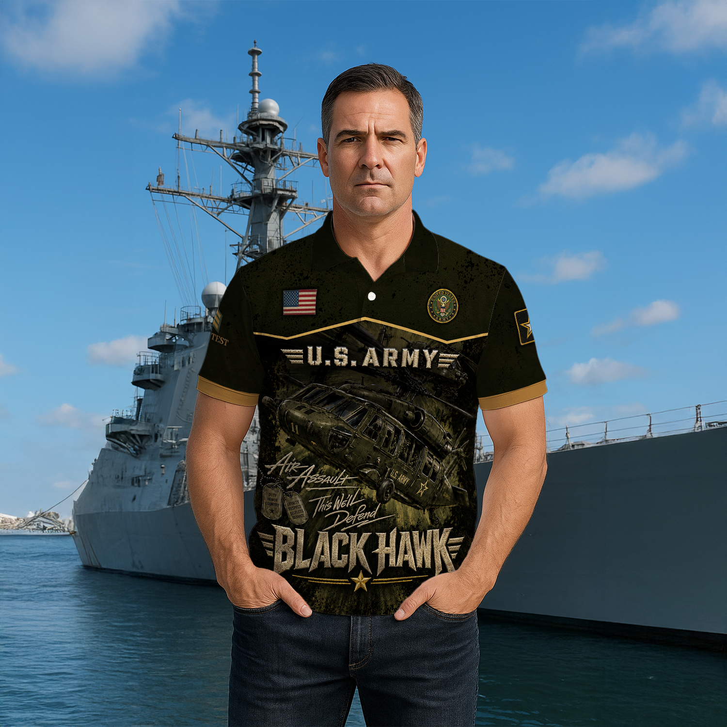 Custom US Army Duty Honor Country 3D Polo Shirt