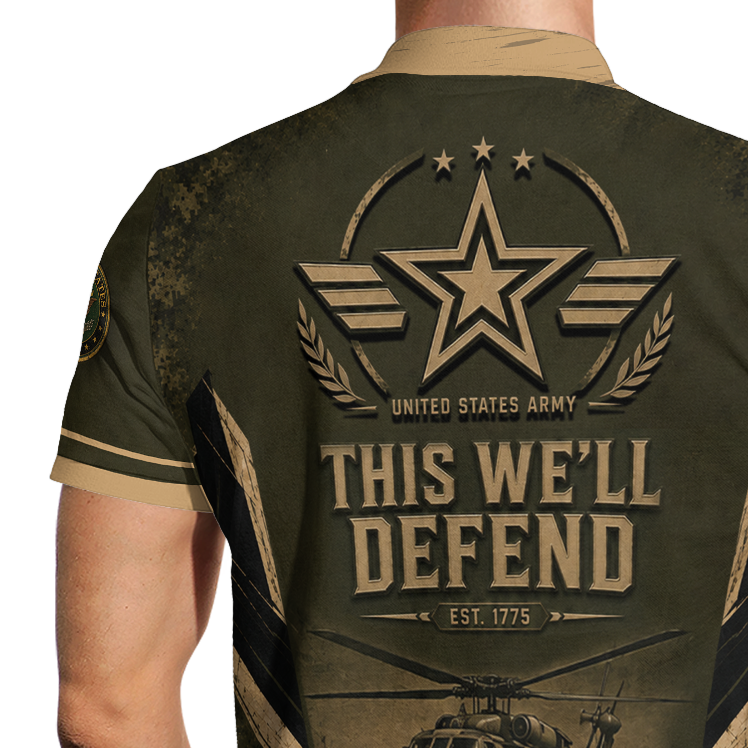 Personalized US Army Military Polo Shirt with Custom Rank
