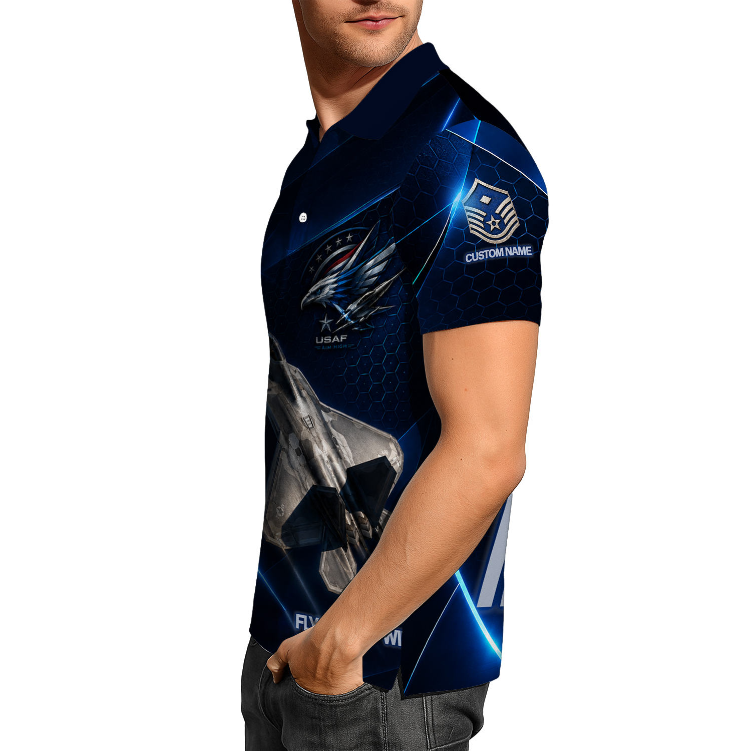 Personalized USAF Pilot Helmet 3D Polo Shirt Gift