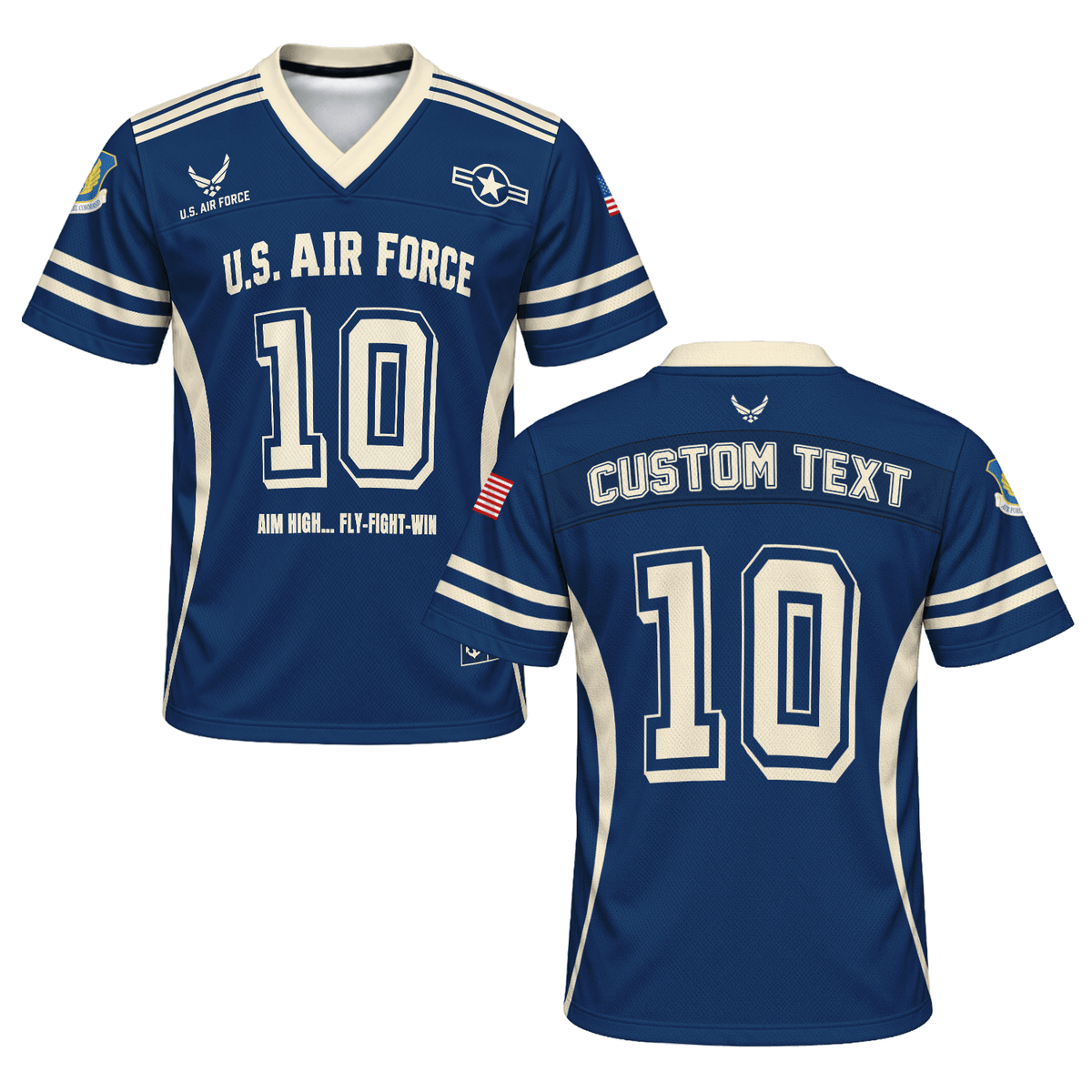 U.S. Air Force Military Jersey Custom Rank Name Text and Number