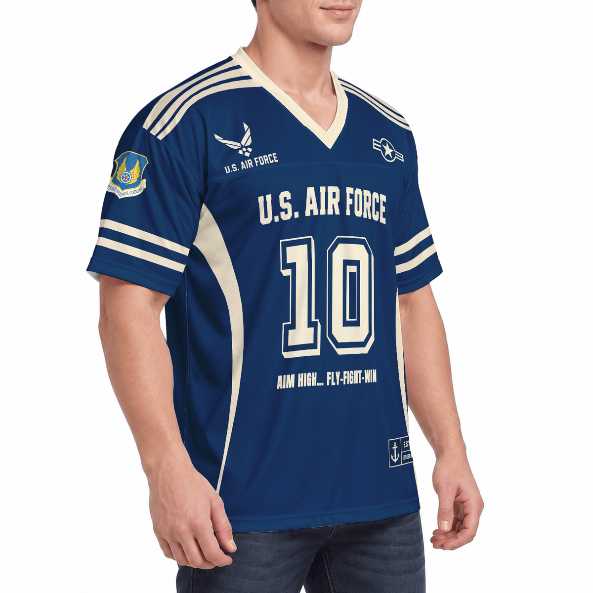 U.S. Air Force Military Jersey Custom Rank Name Text and Number