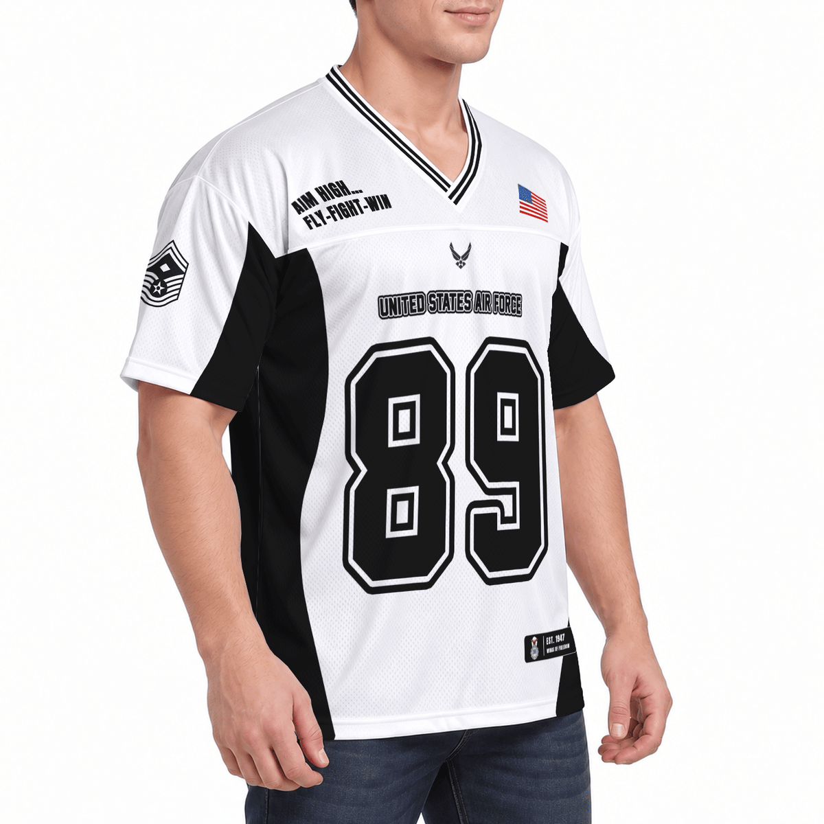 Custom USAF Sports Jersey Personalized Rank Text and Jersey Number