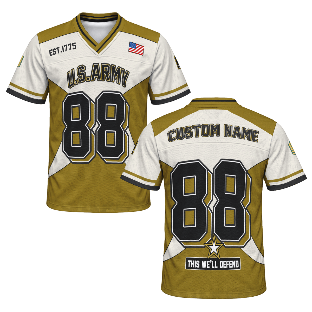 U.S. Army Sports Jersey Personalized Military Rank and Custom Text