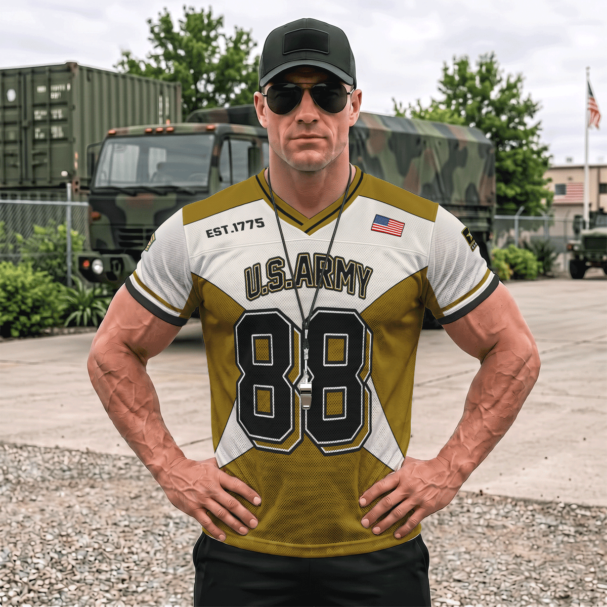 U.S. Army Sports Jersey Personalized Military Rank and Custom Text