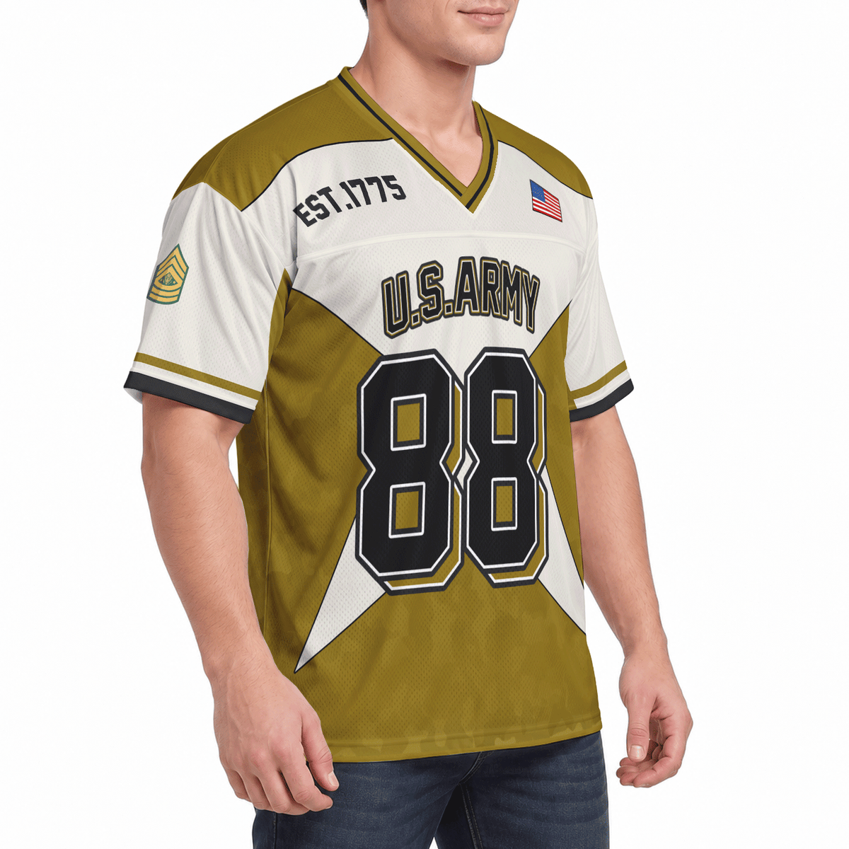 U.S. Army Sports Jersey Personalized Military Rank and Custom Text