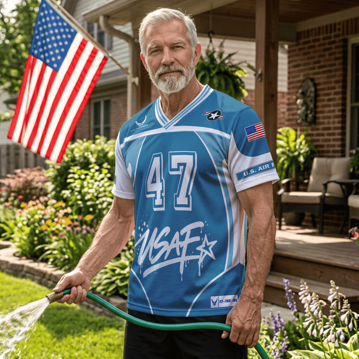Personalized Air Force Veteran Jersey Custom Rank Number and Text