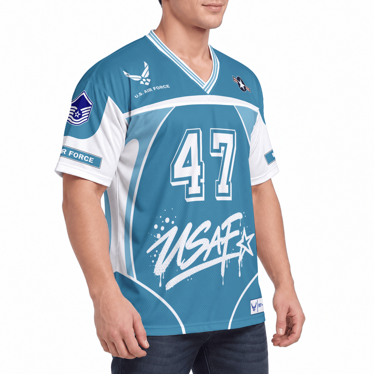 Personalized Air Force Veteran Jersey Custom Rank Number and Text