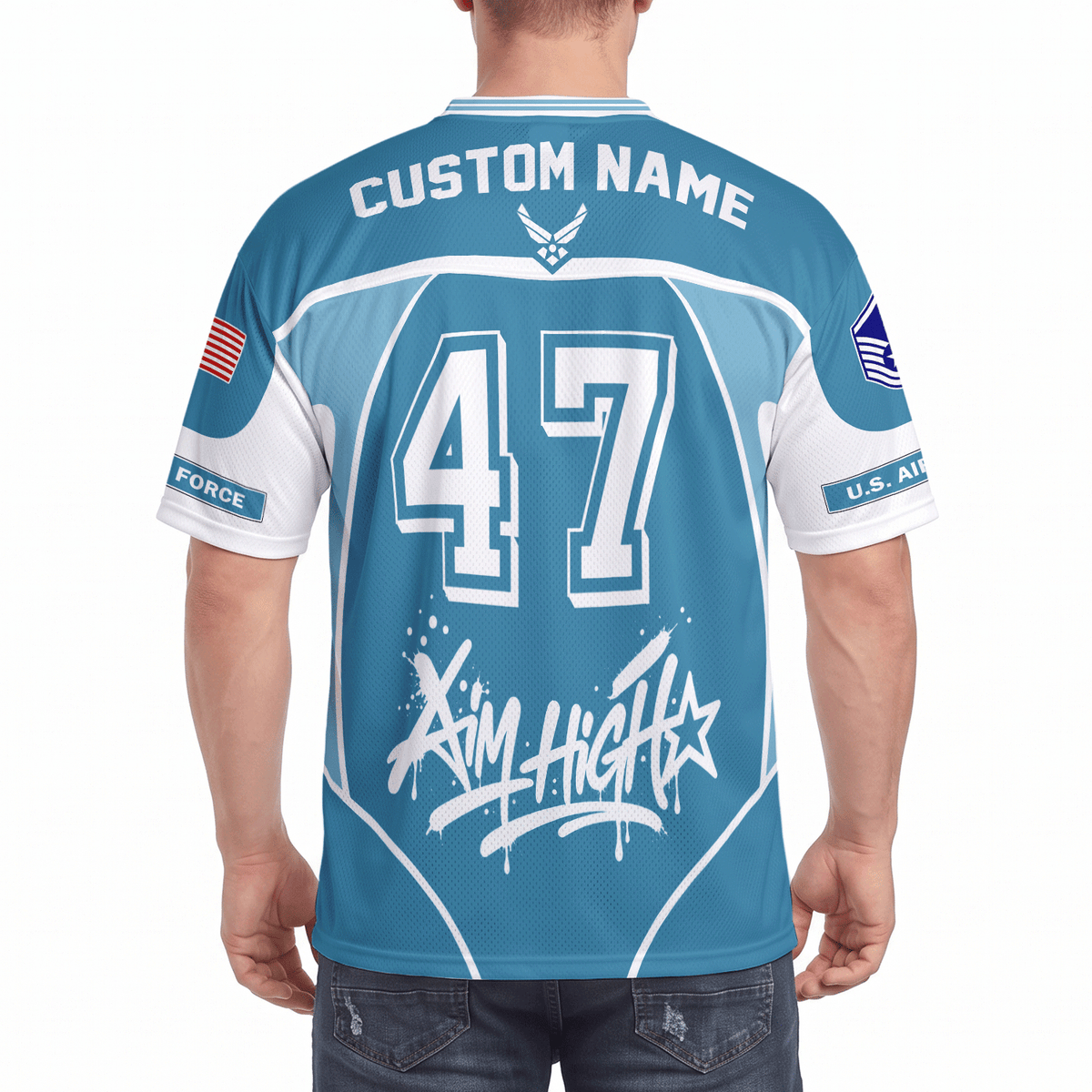 Personalized Air Force Veteran Jersey Custom Rank Number and Text