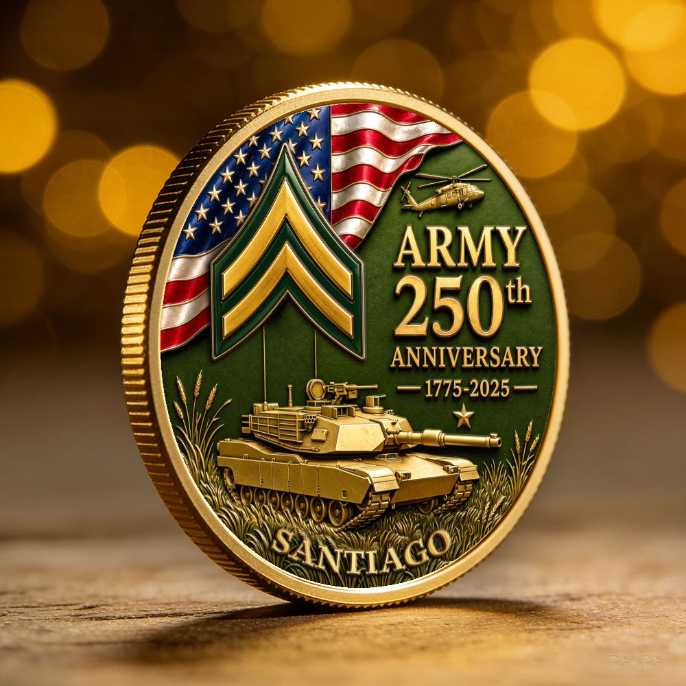 Personalized U.S.Army 250th Anniversary Tank Challenge Coin