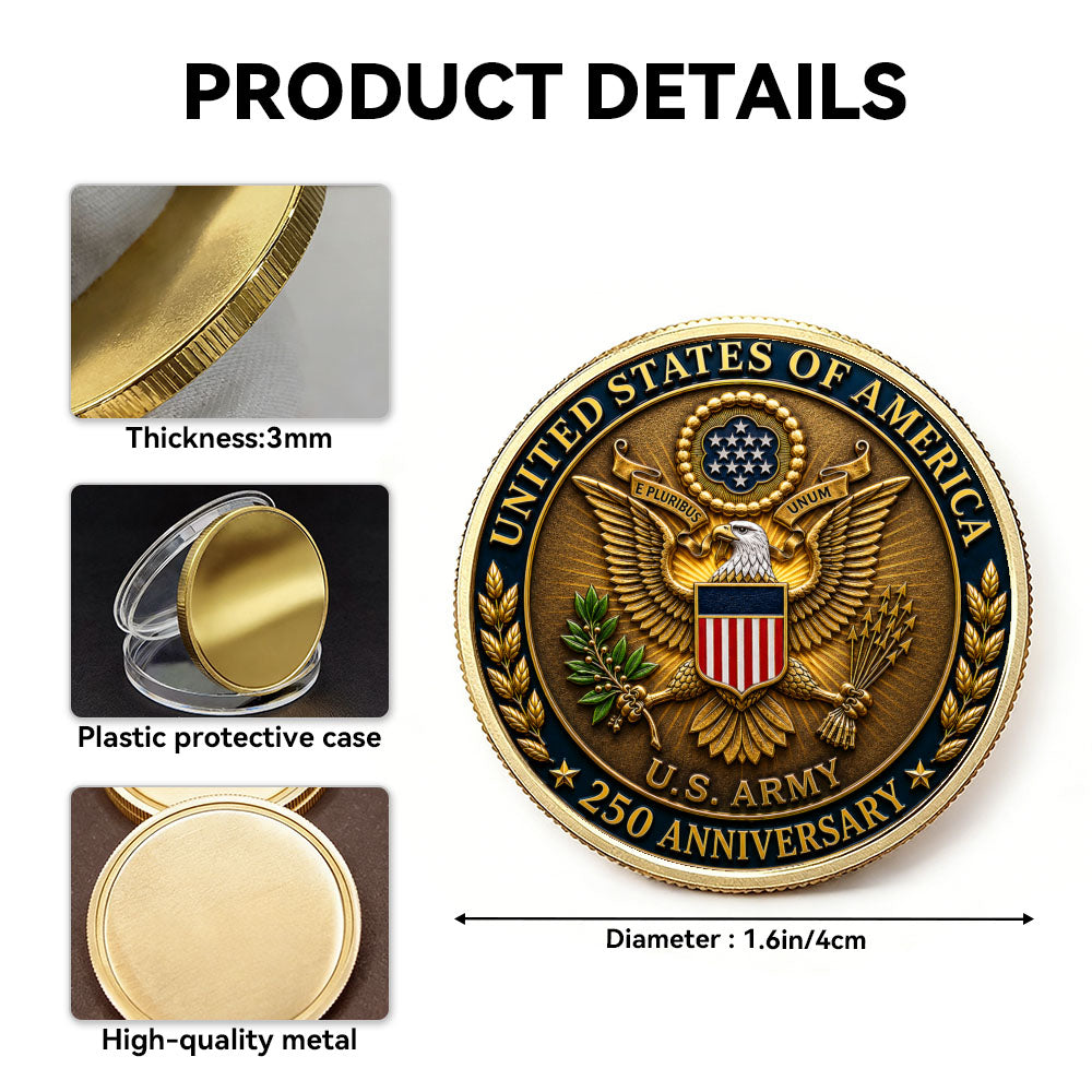 Custom Army Veteran 250th Anniversary Coin