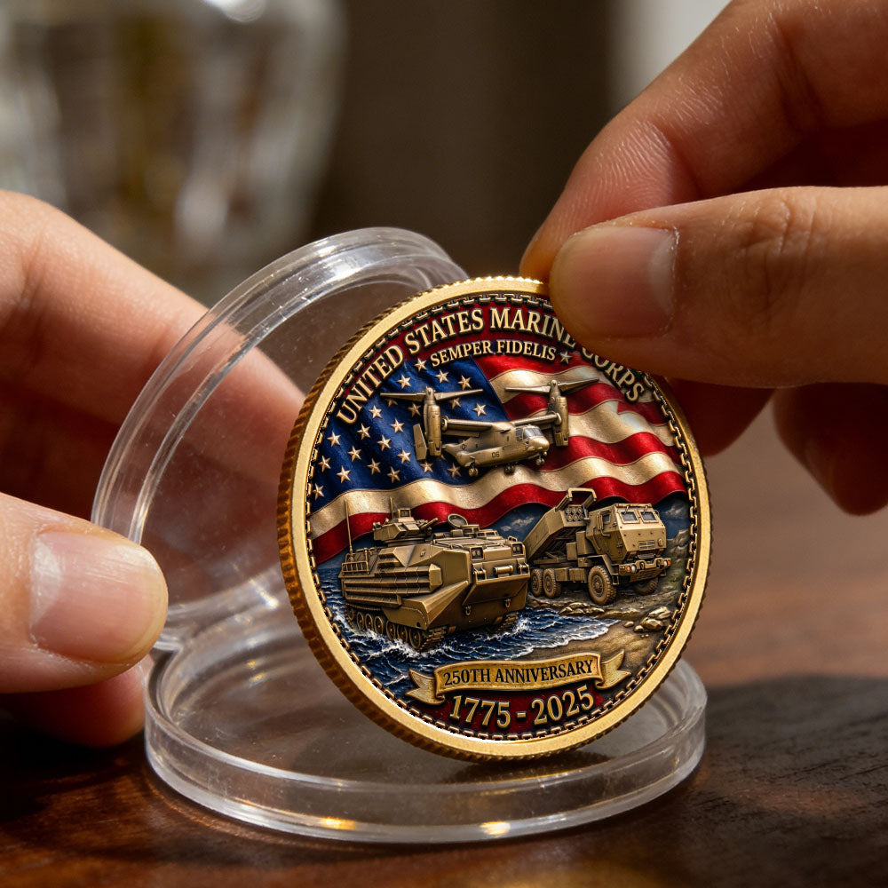 Personalized U.S. MARlNES 250th Anniversary Tank Challenge Coin