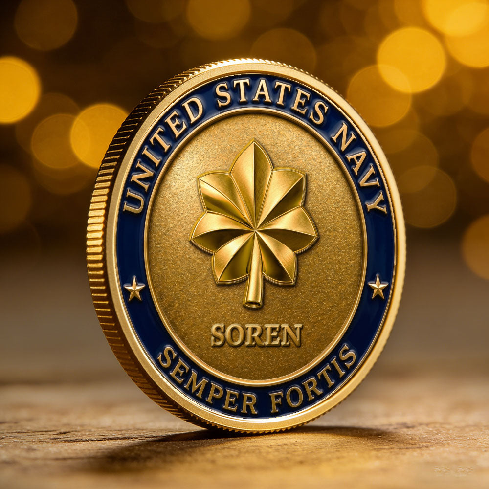 Personalized U.S. Navy 250th Anniversary Rank Challenge Coin