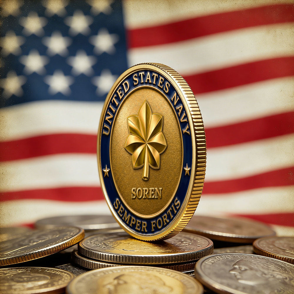 Personalized U.S. Navy 250th Anniversary Rank Challenge Coin