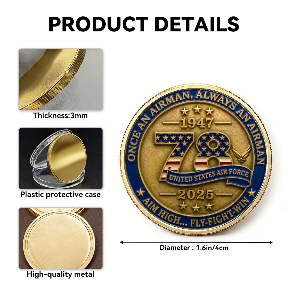 Personalized U.S. Air Force 250th Anniversary Rank Challenge Coin