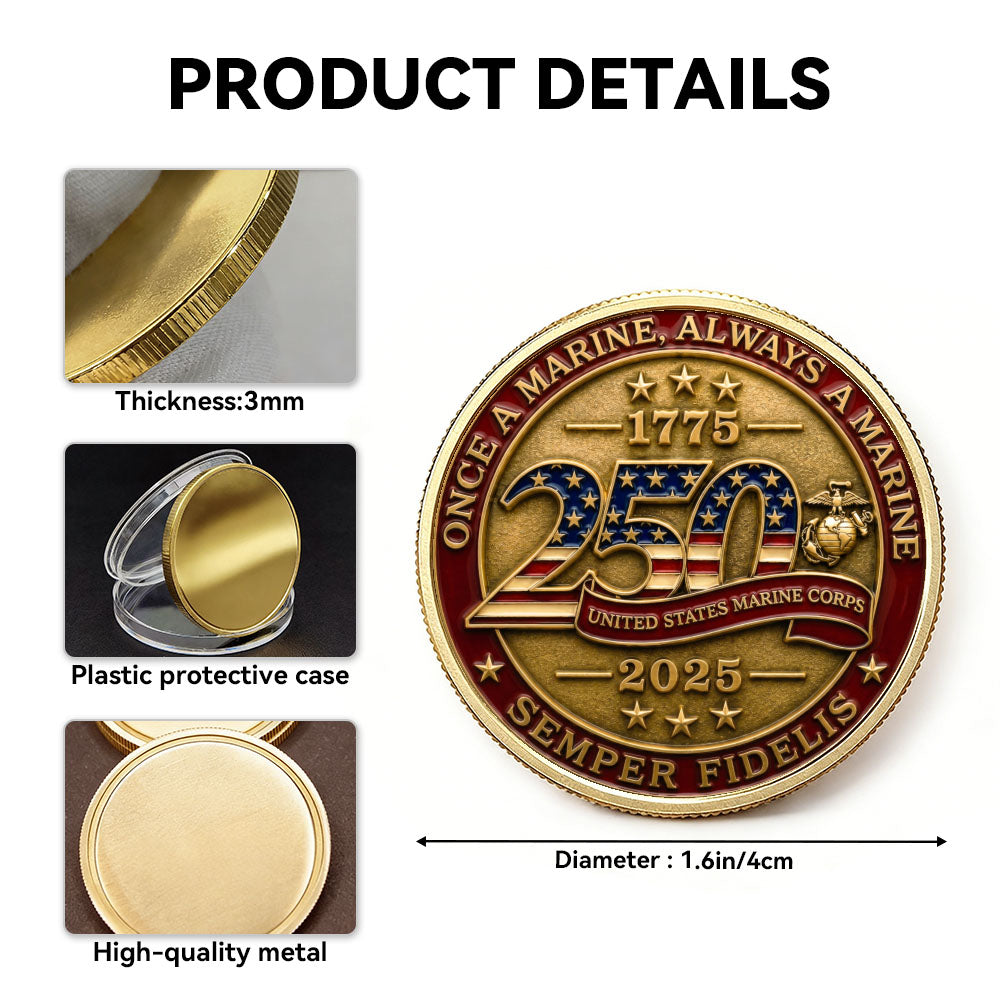 Personalized U.S. MARlNES 250th Anniversary Rank Challenge Coin
