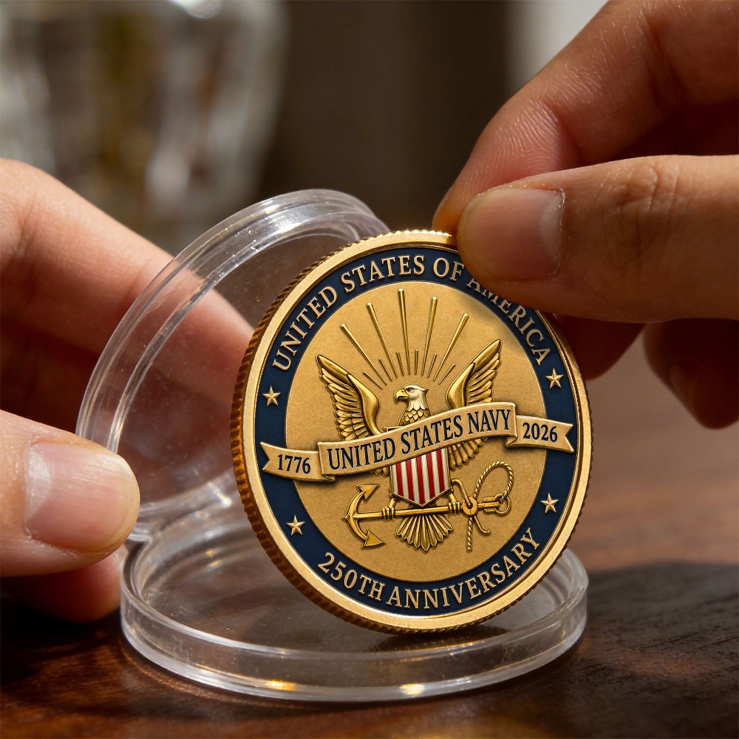 Navy 250th Anniversary Custom Rank 3D Challenge Coin Gift