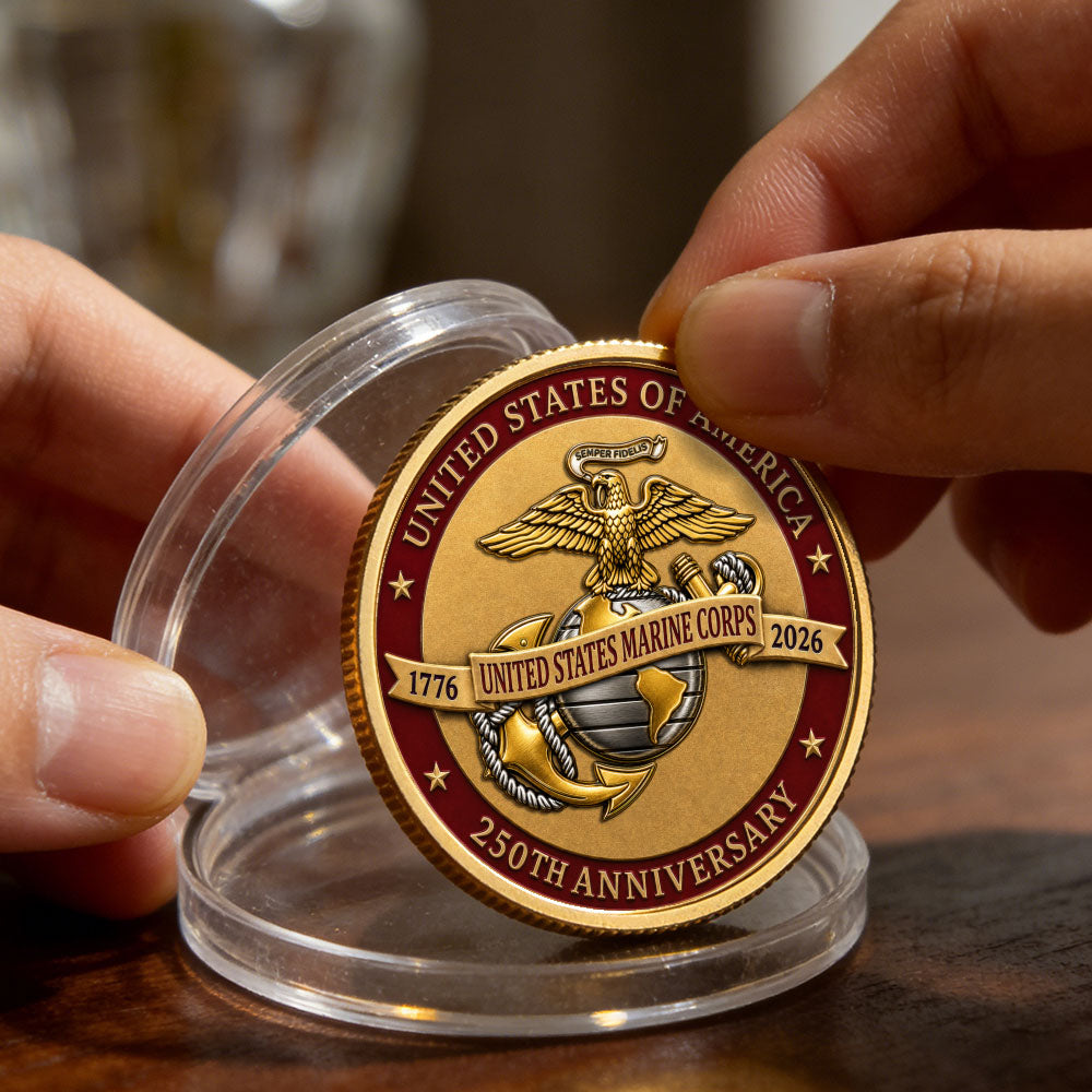 Custom USMC Veteran Rank 3D Challenge Coin USA 250 Years