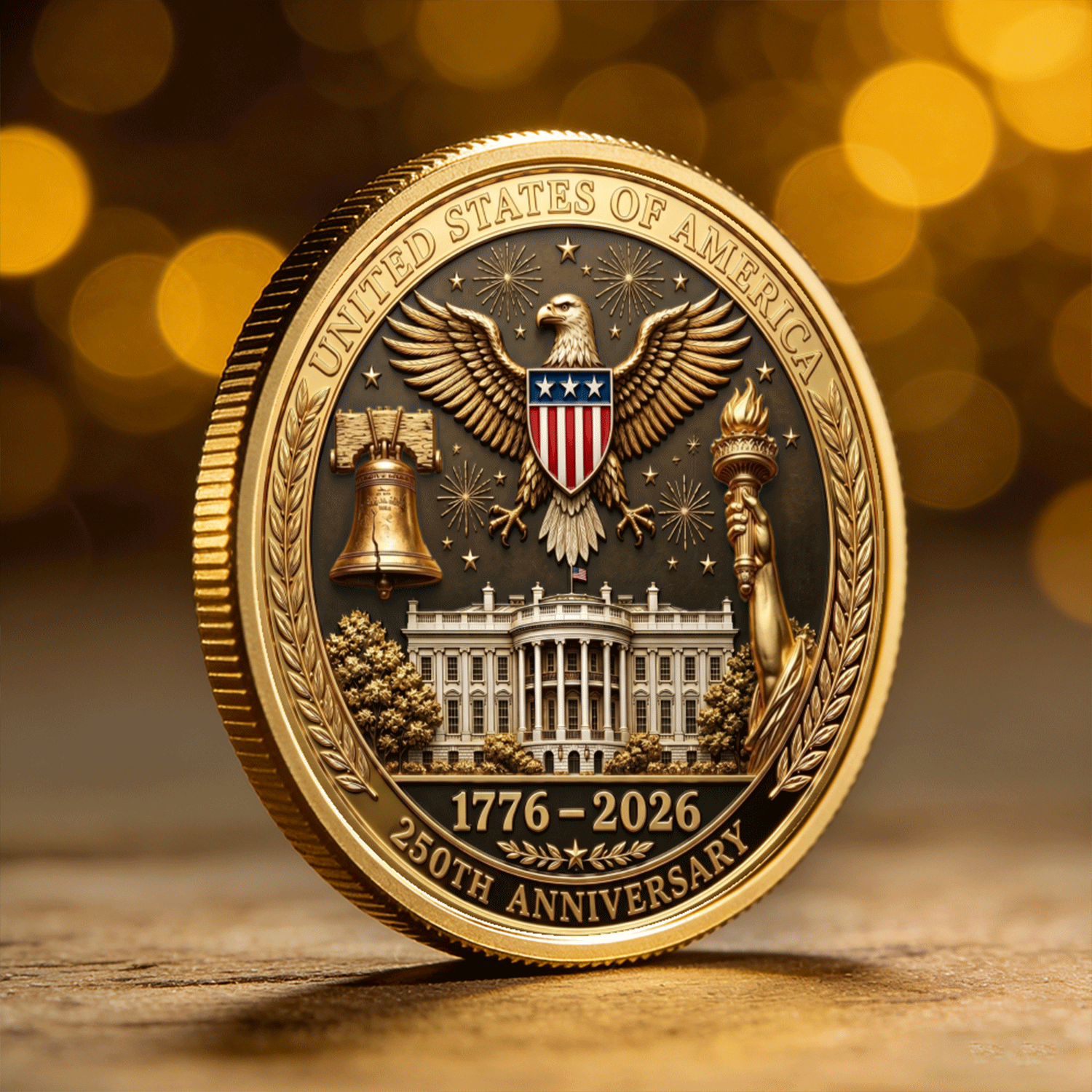 US Army 250th Anniversary Custom Rank 3D Challenge Coin Gift