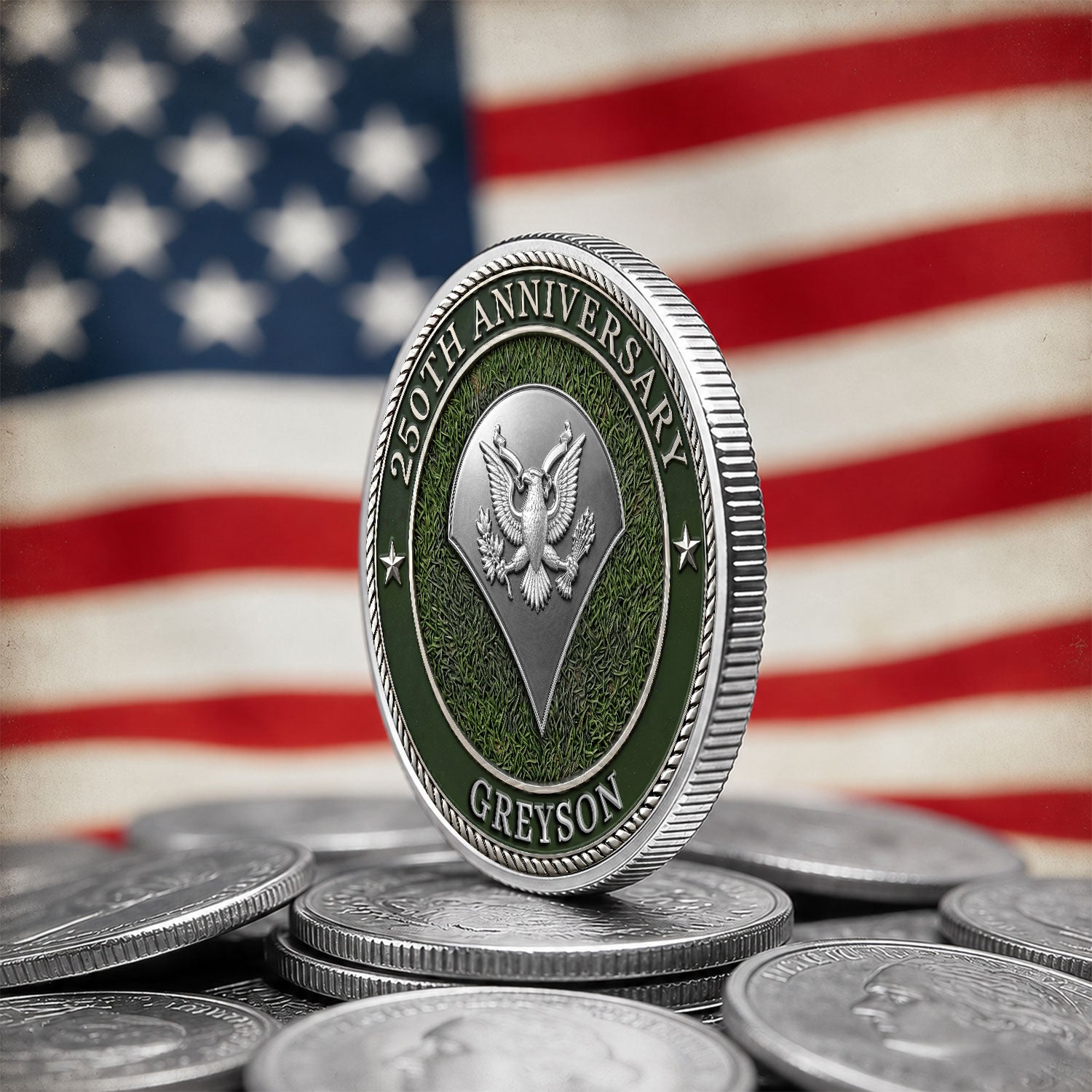 Army 250th Anniversary Custom Rank Name 3D Challenge Coin Gift