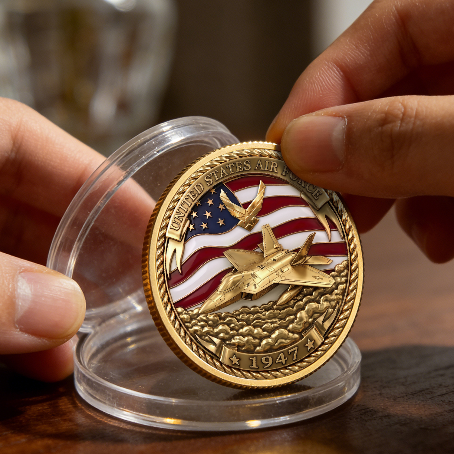 Personalized USAF Achievement Rank 3D Challenge Coin