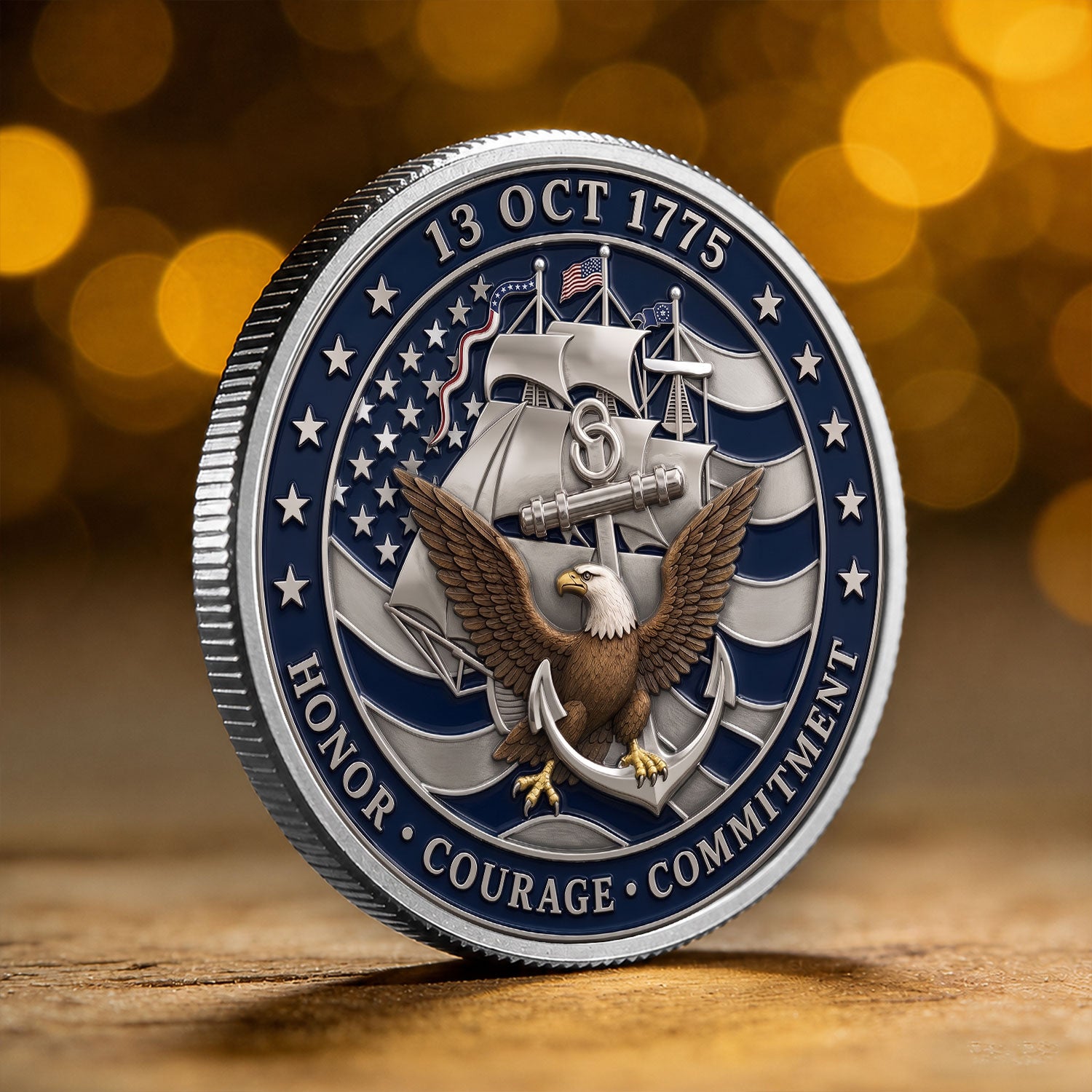 US Navy Custom Rating Rank Text 3D Challenge Coin Keepsake
