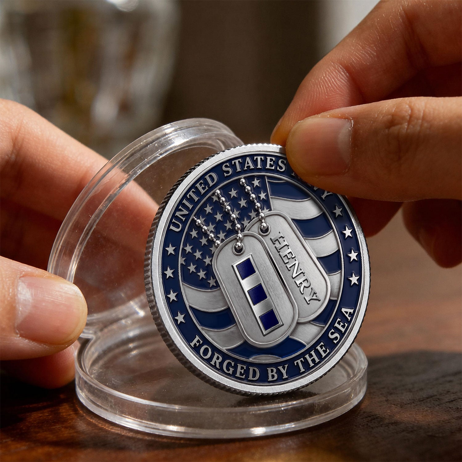 US Navy Custom Rating Rank Text 3D Challenge Coin Keepsake