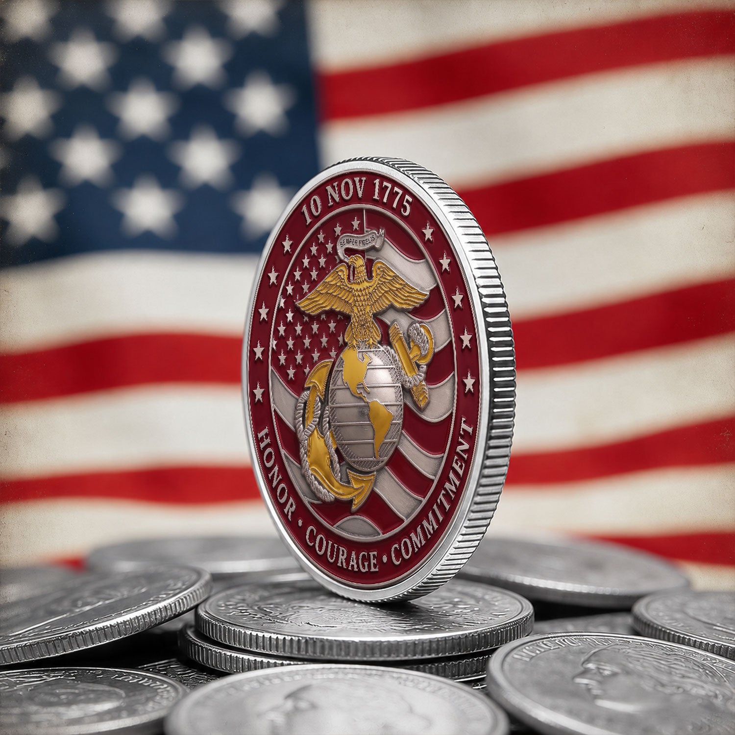 Marine Veteran Custom Service Rank 3D Challenge Coin Gift