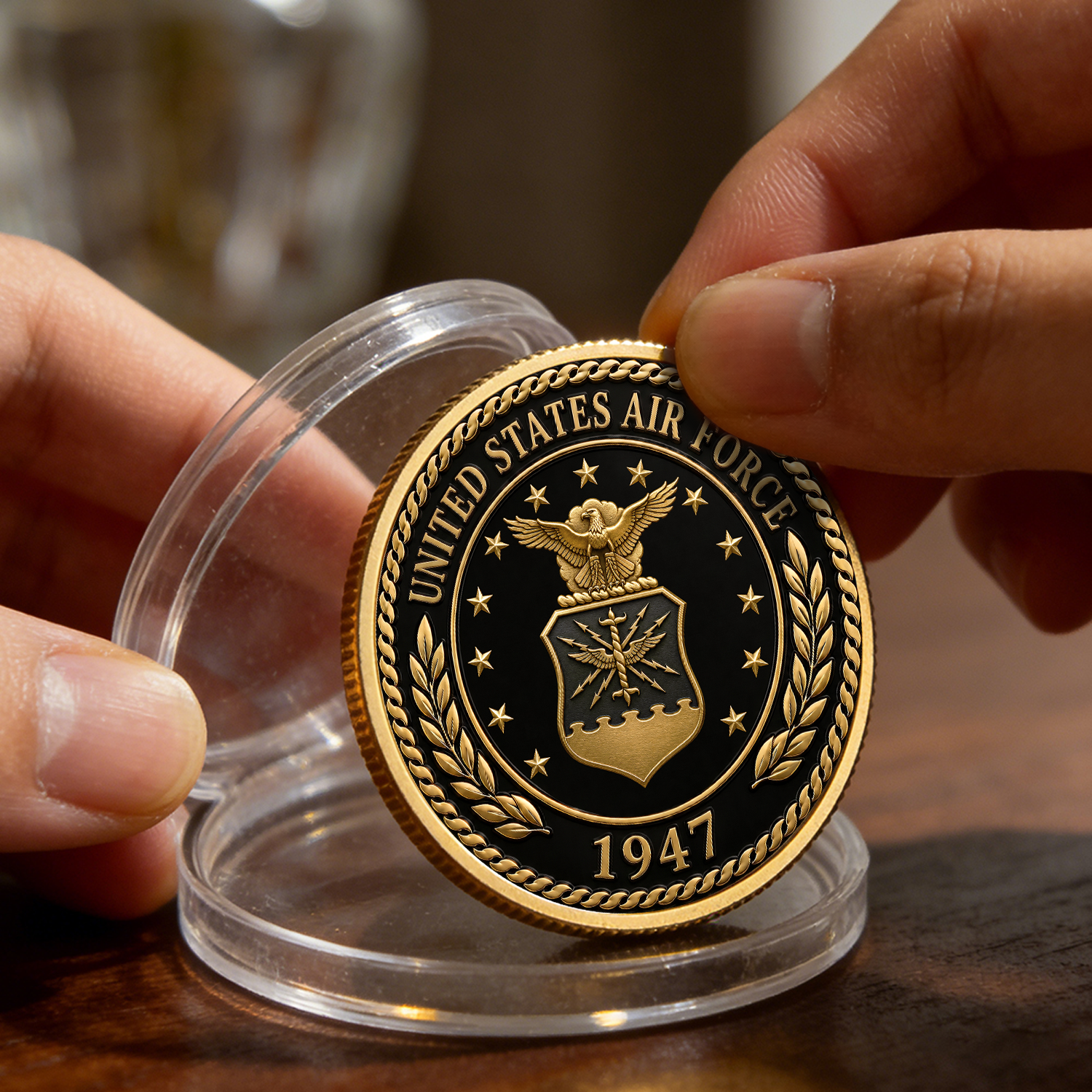 US Air Force Rank Insignia Custom Name 3D Challenge Coin