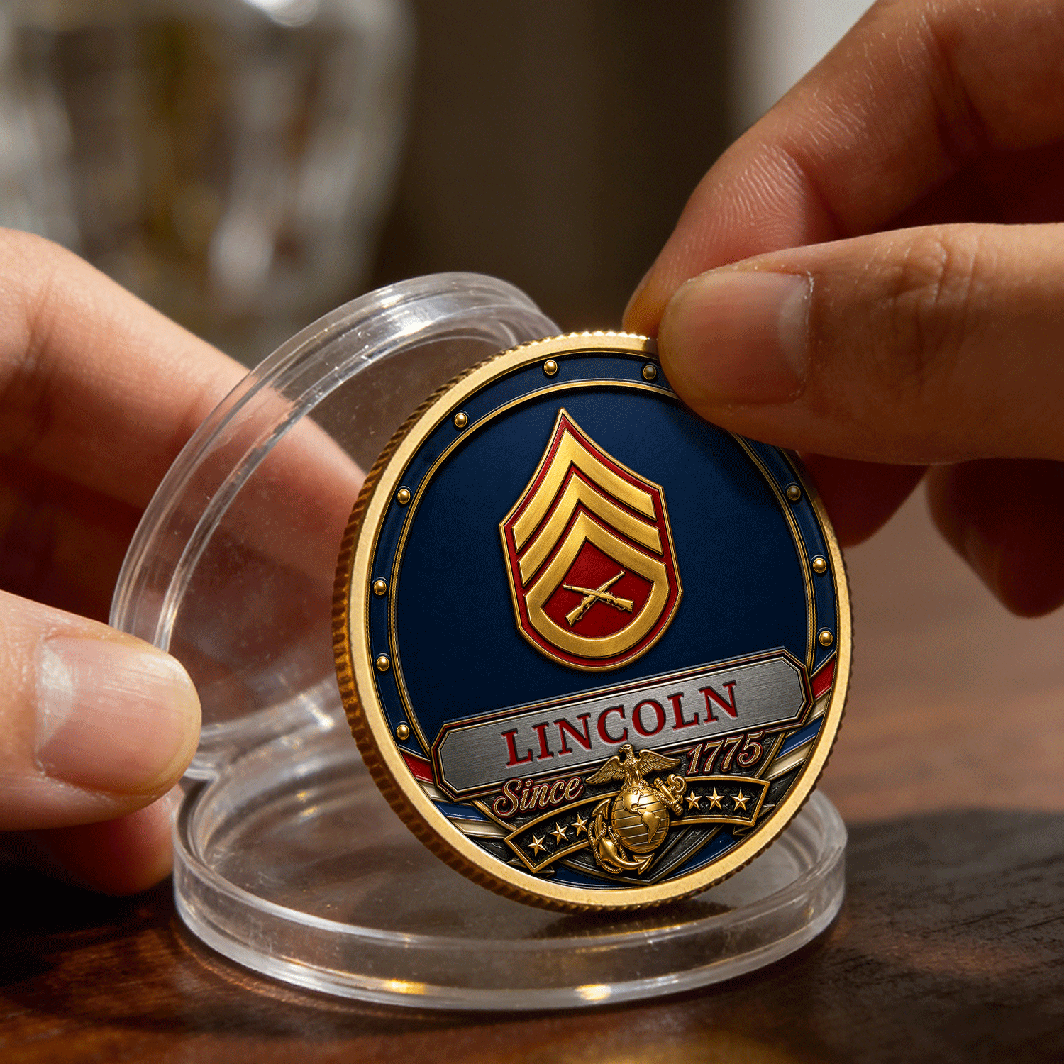 Custom Marine Corps Career Rank 3D Challenge Coin Keepsake