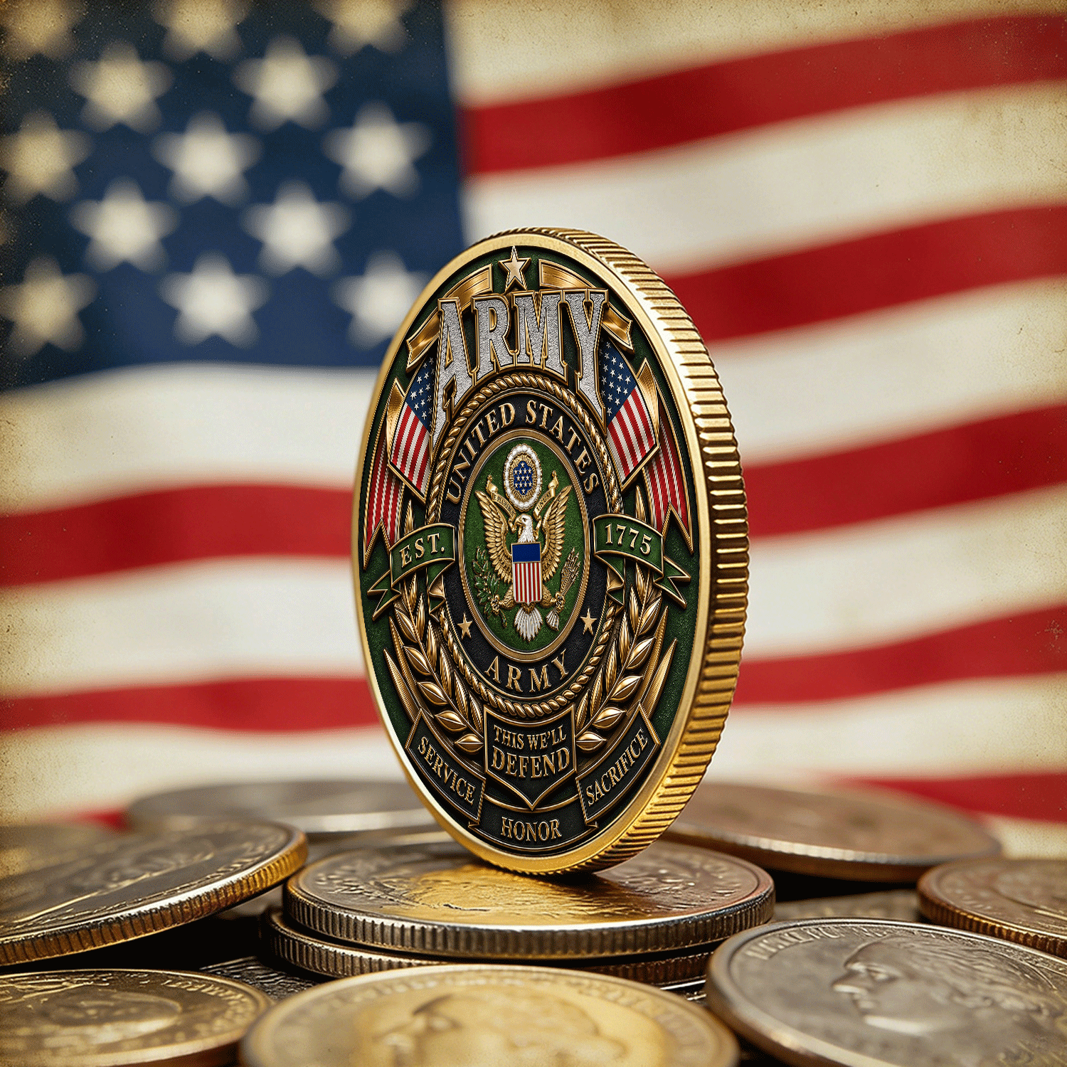 US Army Custom Service Insignia 3D Challenge Coin Gift