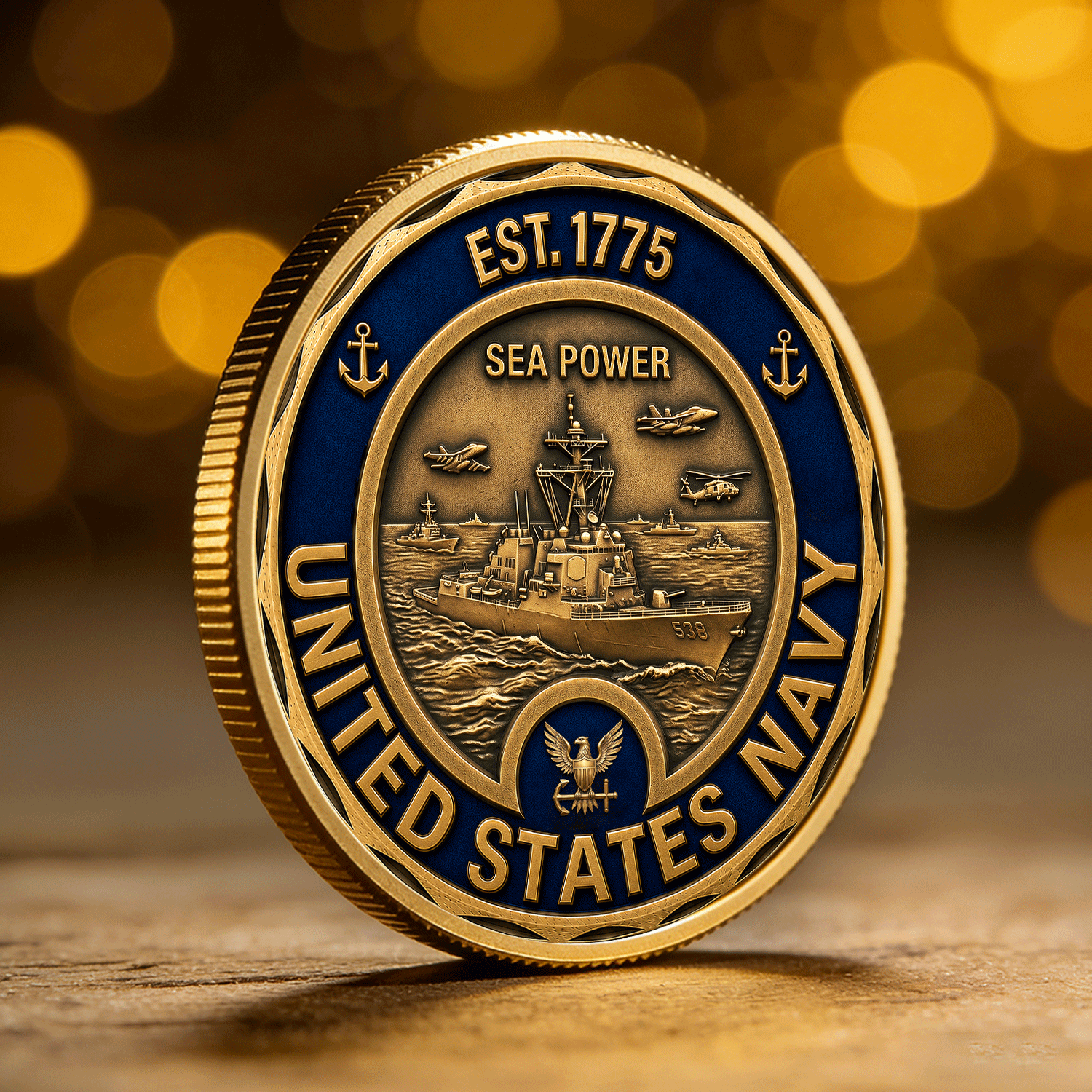 Custom US Navy Military Rank Name 3D Challenge Coin Tribute