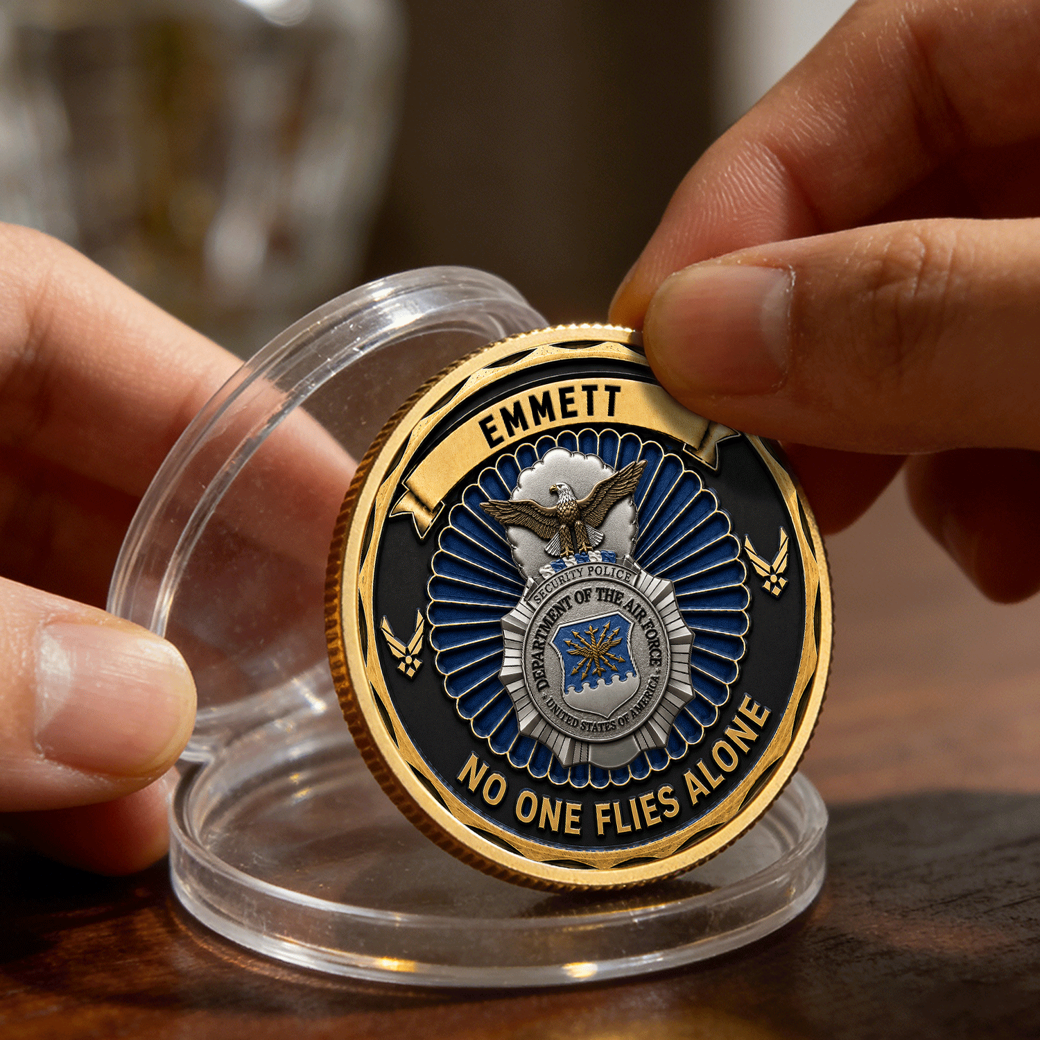 Personalized US Air Force Achievement Rank 3D Challenge Coin