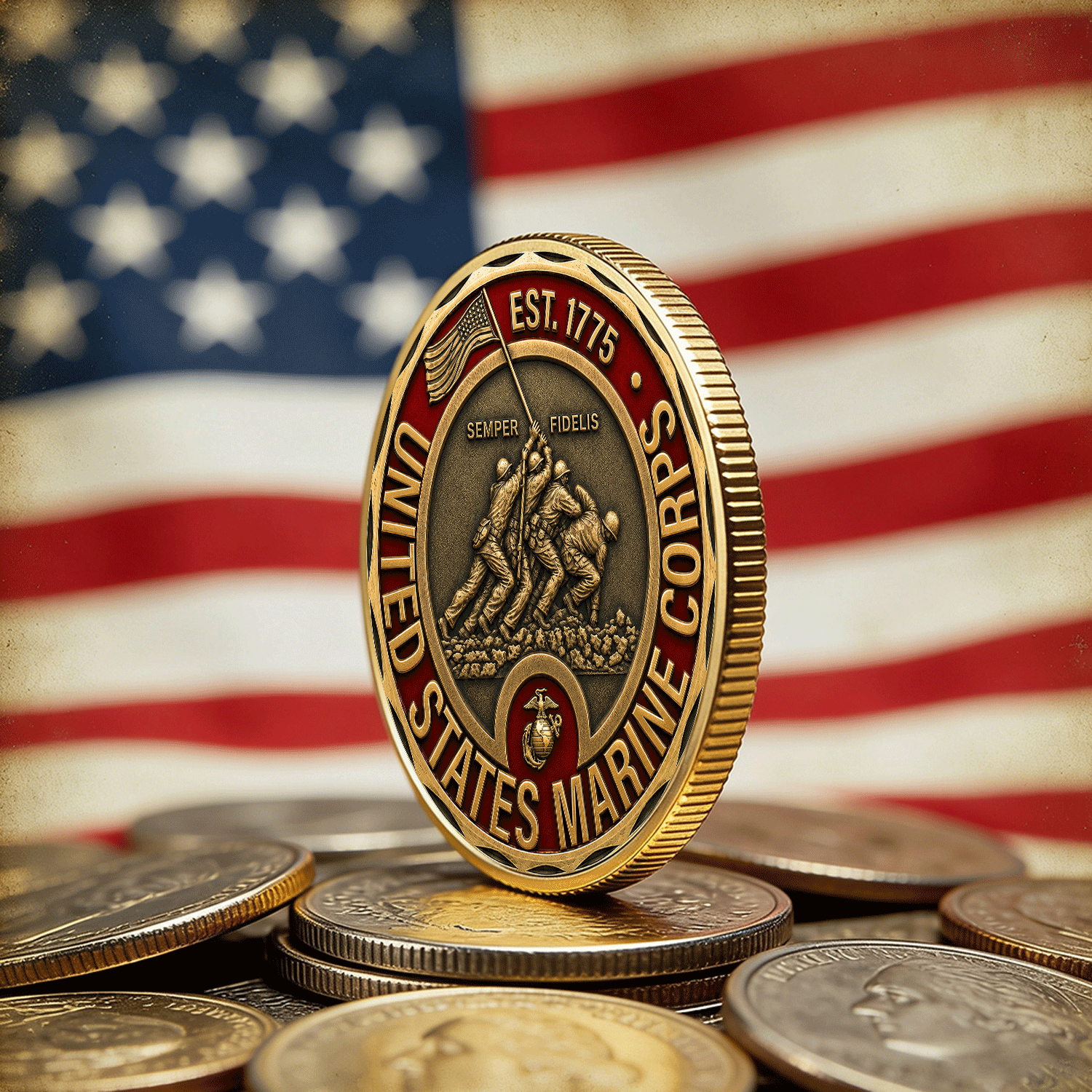 Personalized USMC Rank Tribute 3D Challenge Coin