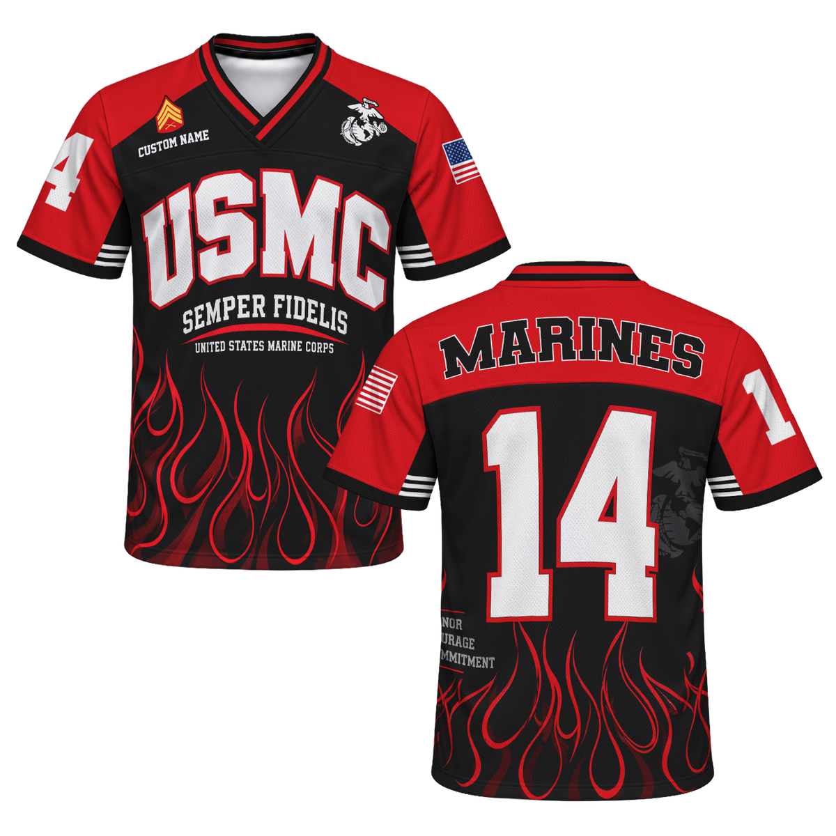 Custom USMC Jersey Personalized Military Rank Name Text and Number