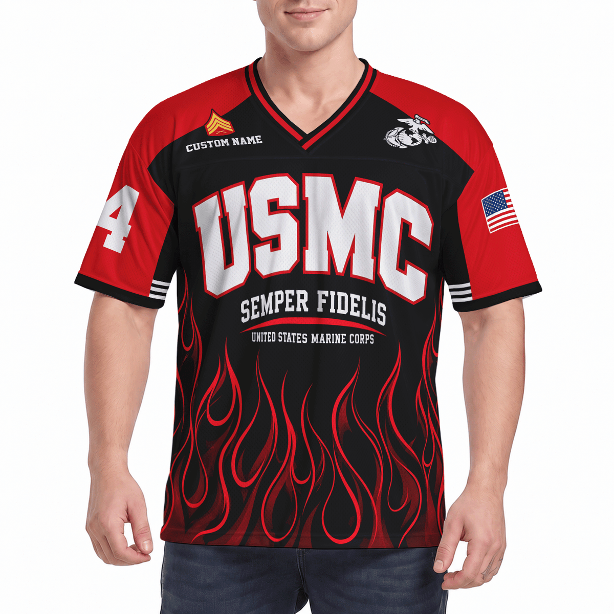 Custom USMC Jersey Personalized Military Rank Name Text and Number