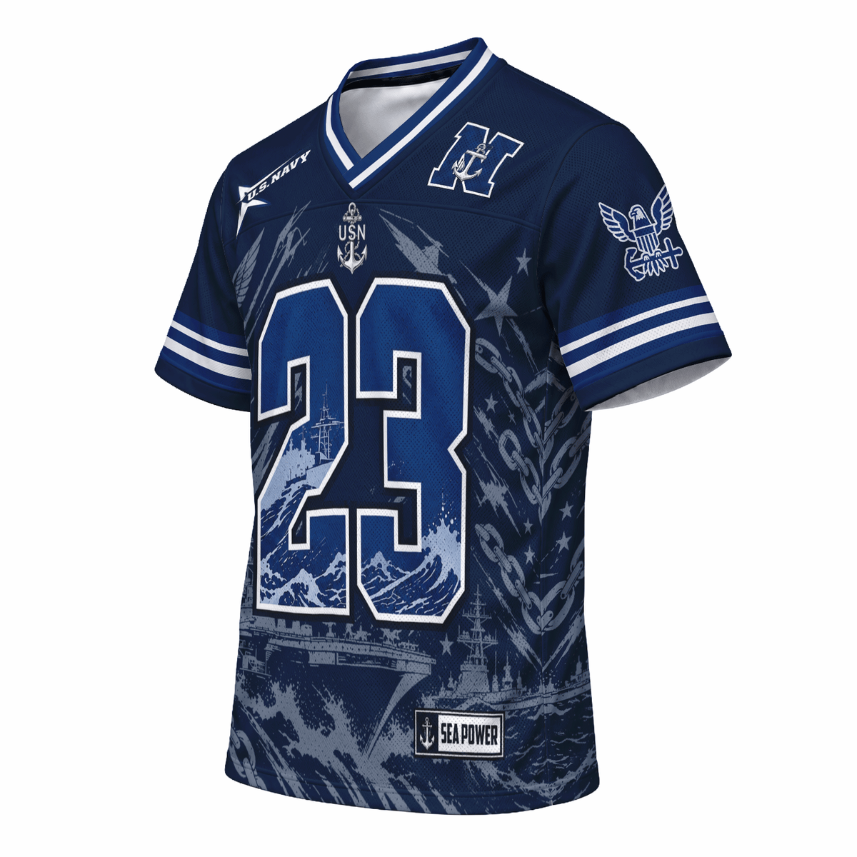 Custom Navy Sports Jersey Personalized Rank Text and Jersey Number
